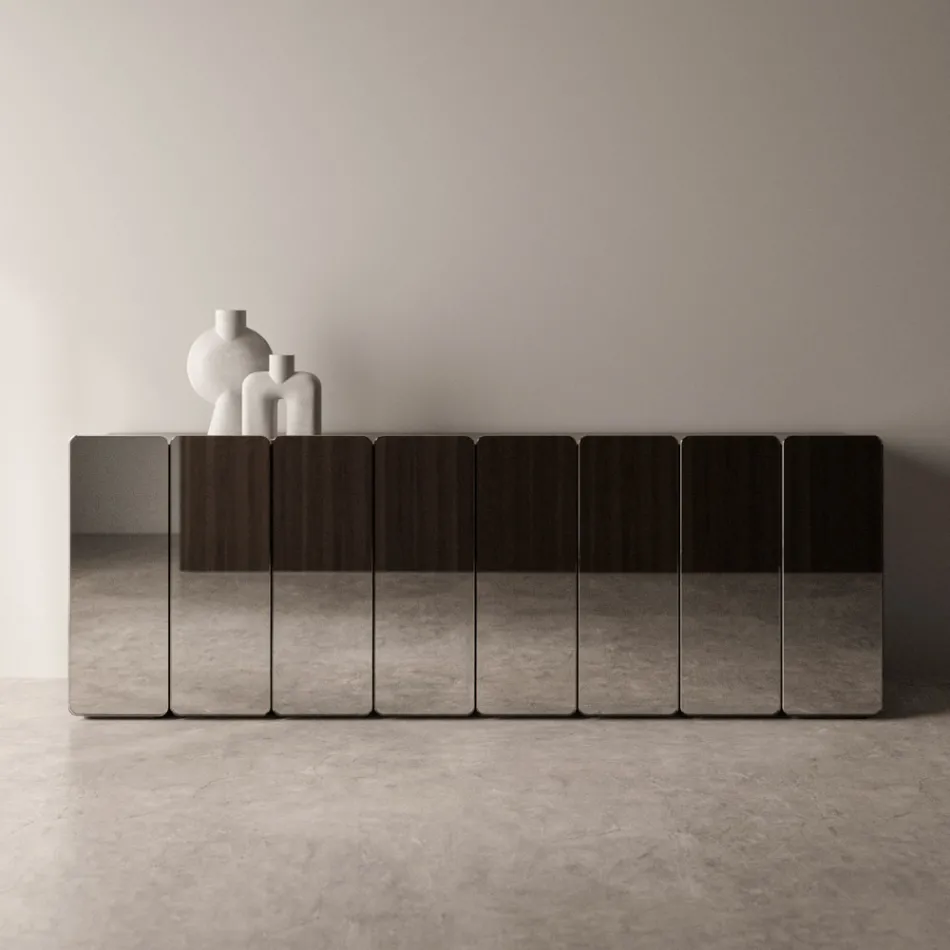 Modernes, verspiegeltes Holz-Sideboard mit elegantem Design, hergestellt in Italien - Ester Viadurini