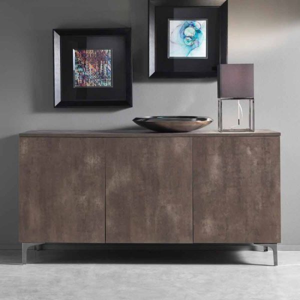 Moderner schrank, drei türen melaminholz bronze oder grau made in italy - clemente