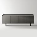 Modernes Sideboard mit Flügeltüren aus hinterlackiertem Glas, hergestellt in Italien - Lutea