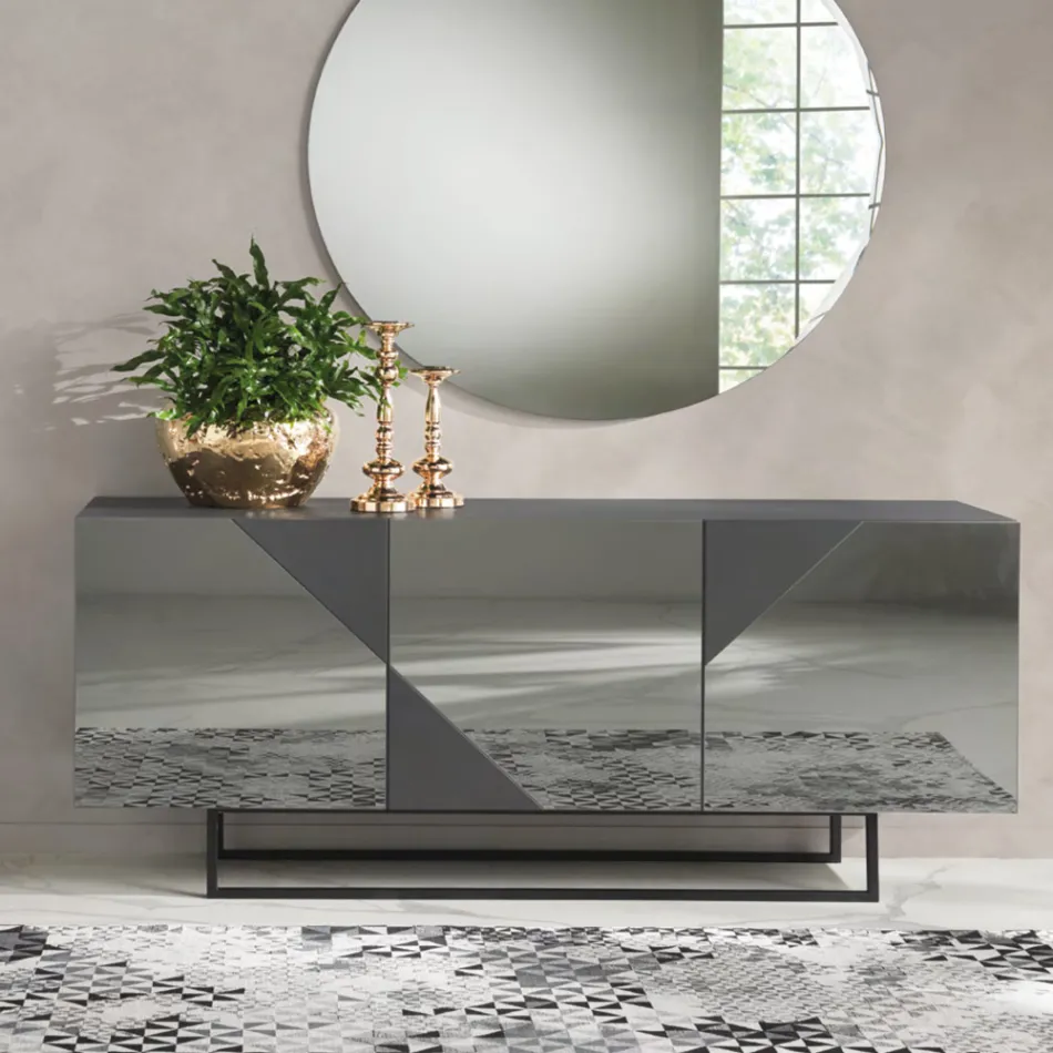 Modernes Sideboard mit verspiegelten MDF-Türen Made in Italy - Morgana Viadurini