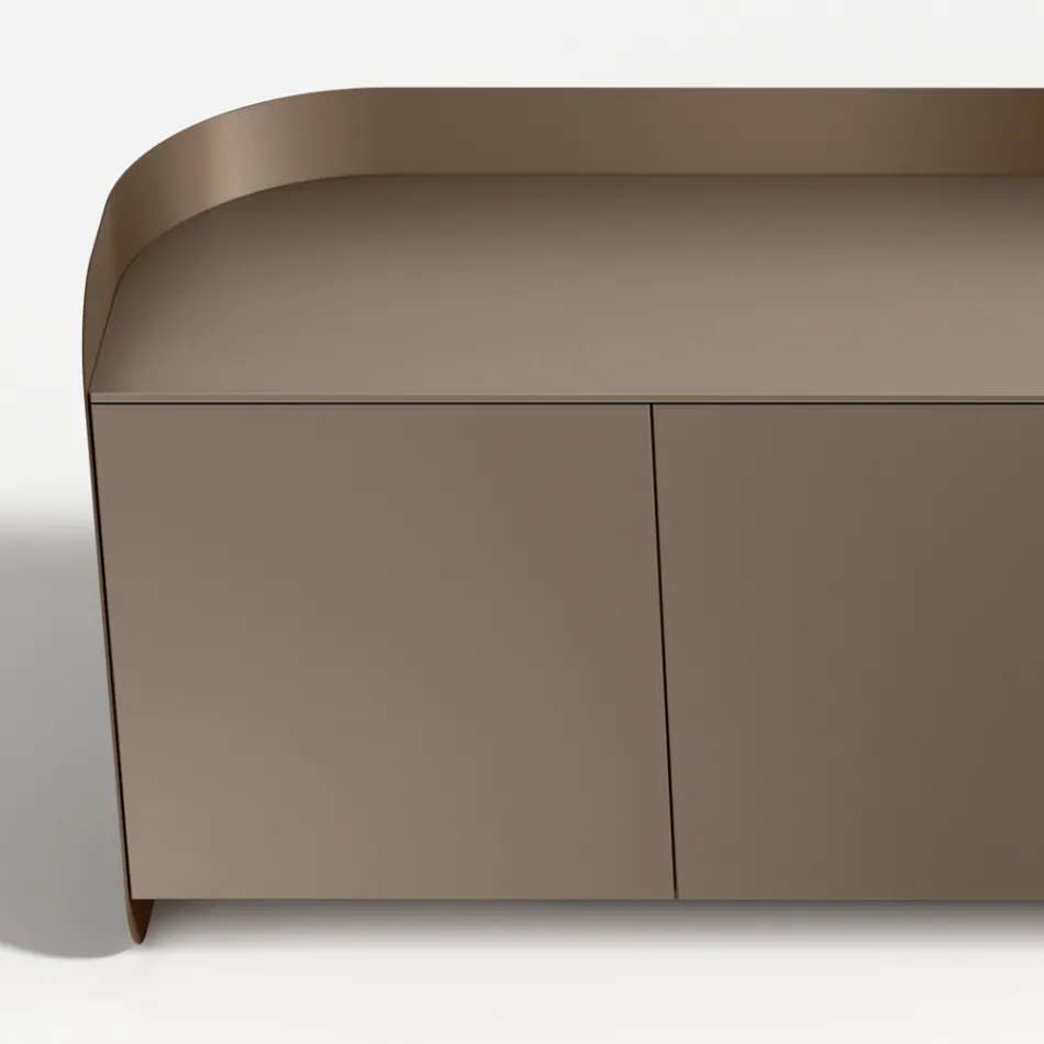 Modernes Sideboard aus Holz und gebogenem Metall, hergestellt in Italien - Rugiada Viadurini