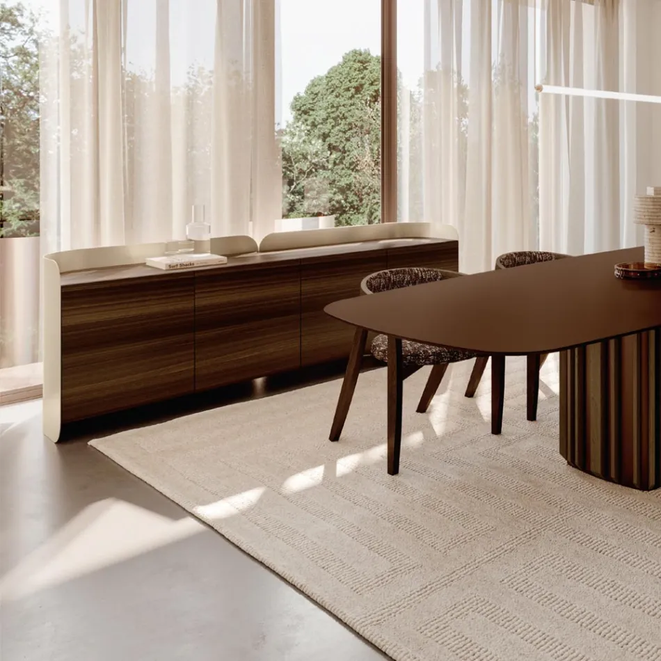 Modernes Sideboard aus Holz und gebogenem Metall, hergestellt in Italien - Rugiada Viadurini