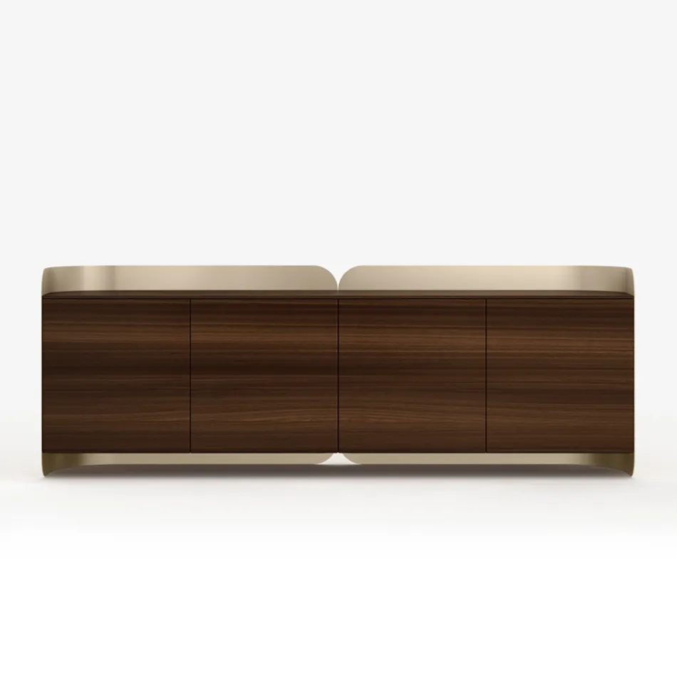 Modernes Sideboard aus Holz und gebogenem Metall, hergestellt in Italien - Rugiada Viadurini