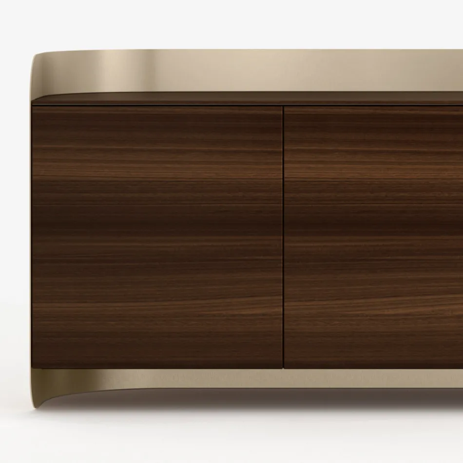 Modernes Sideboard aus Holz und gebogenem Metall, hergestellt in Italien - Rugiada Viadurini
