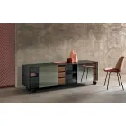 Modernes Sideboard auf Rauchglasrädern und Keramikplatte Made in Italy - Sciocca Viadurini