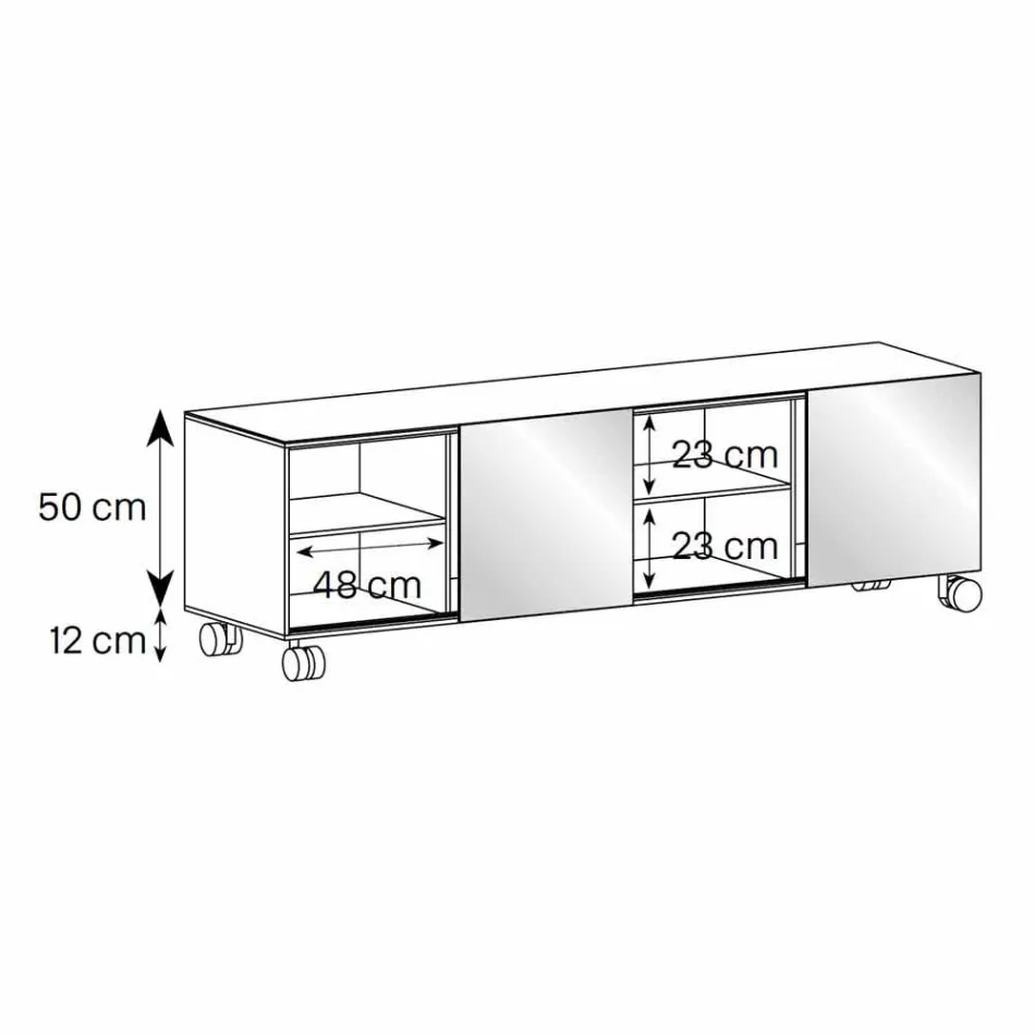 Modernes Sideboard auf Rauchglasrädern und Keramikplatte Made in Italy - Sciocca Viadurini