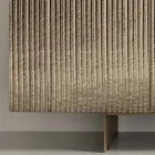 Viertüriges Sideboard aus Melamin und beschichtetem Streifenglas, hergestellt in Italien - Ninfa Viadurini
