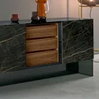 Wohnzimmer Sideboard 2 Keramiktüren und Rauchglasstruktur Made in Italy - Sciocca Viadurini