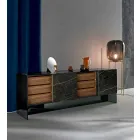 Wohnzimmer Sideboard 2 Keramiktüren und Rauchglasstruktur Made in Italy - Sciocca Viadurini