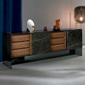 Wohnzimmer Sideboard mit 2 Türen in Keramik- und Rauchglasstruktur Made in Italy - Scocca