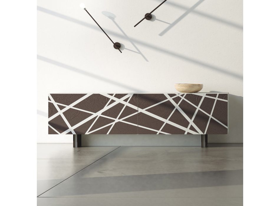 Wohnzimmer-Sideboard aus matt lackiertem MDF mit verzierten Türen Made in Italy - Velia Viadurini
