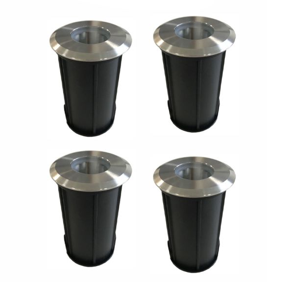 2w outdoor runder led-bodenstrahler aus edelstahl 316, 4 stück - solina