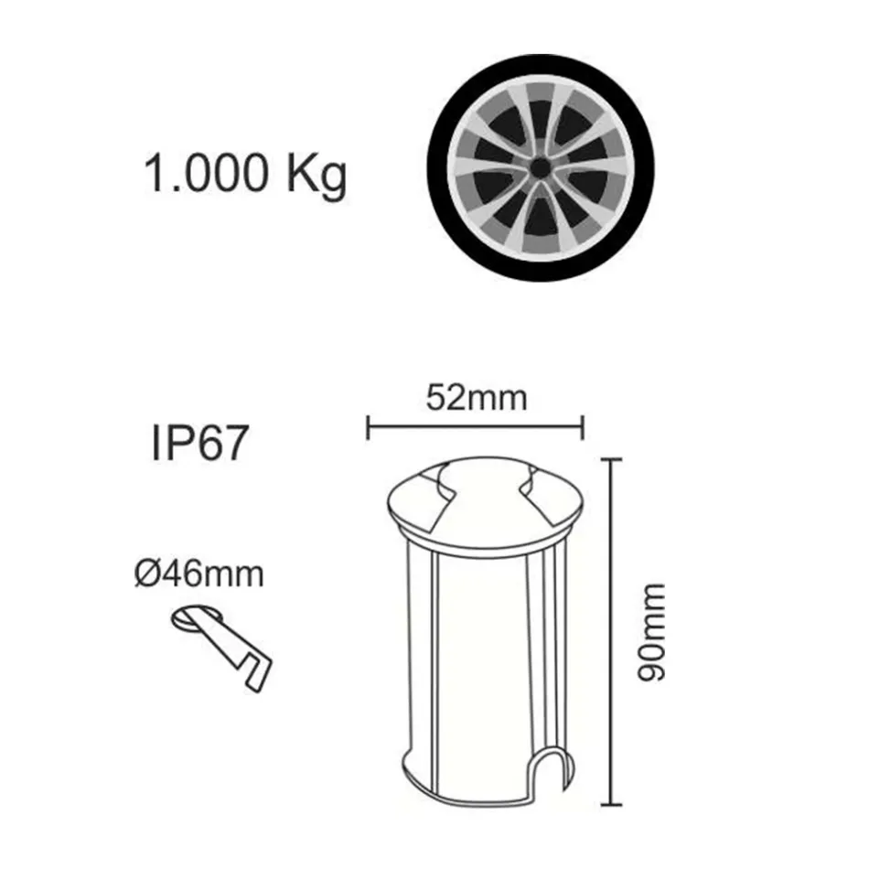 Marker Outdoor LED Einbaustrahler aus Edelstahl 4 Stück - Rhombus Viadurini