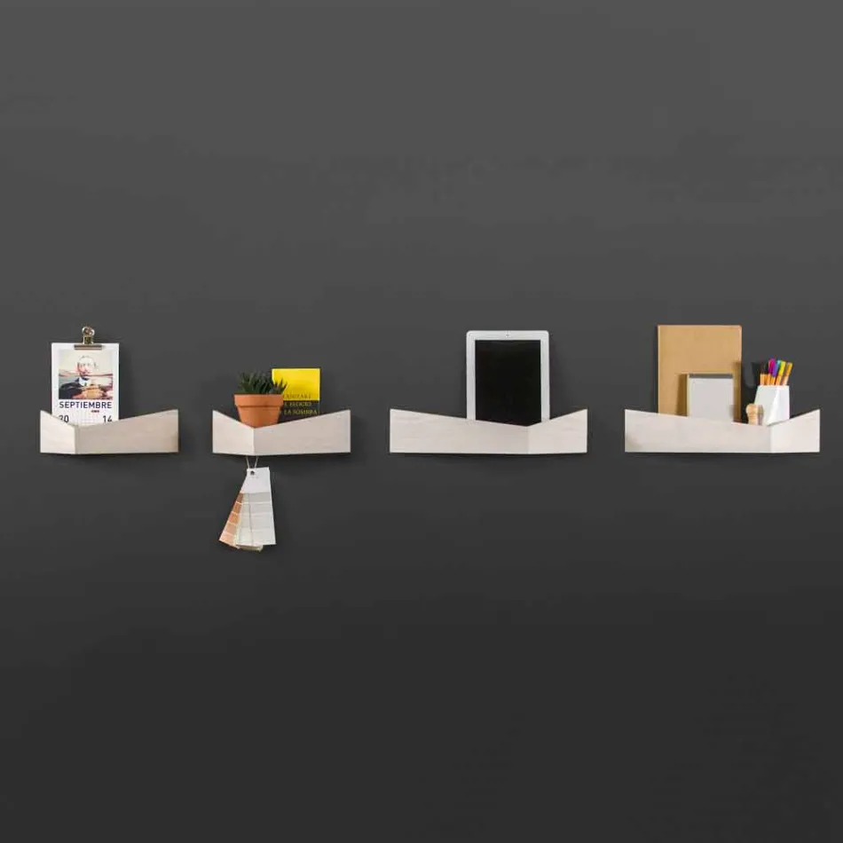 Design Wandregal aus Sperrholz und Metall mit Garderobe - Berema Viadurini