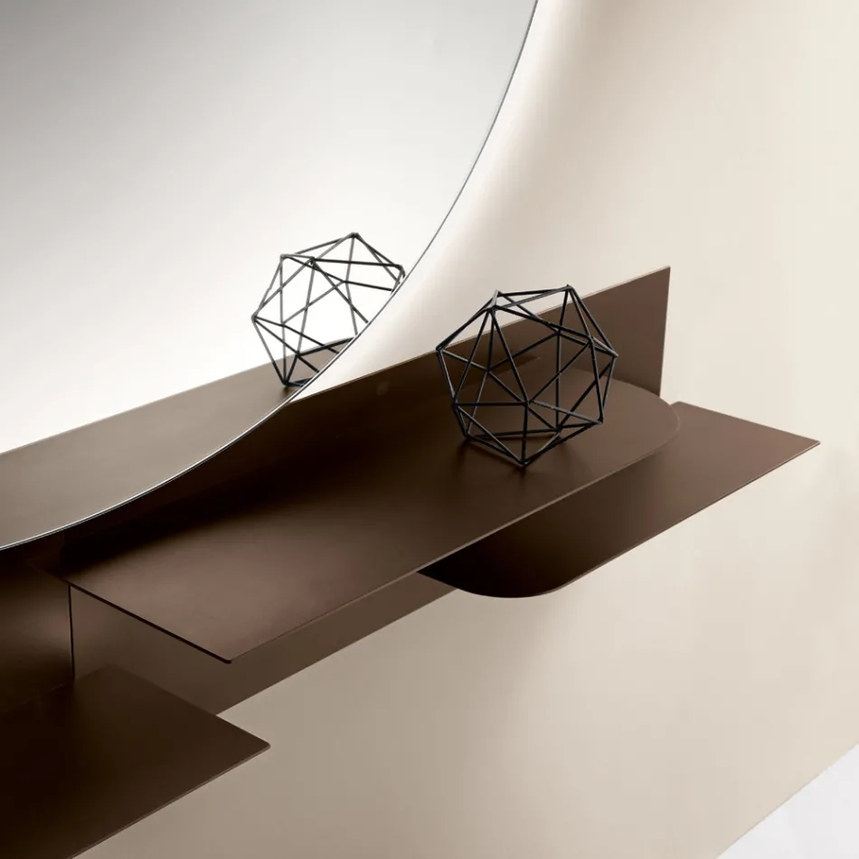 Modernes Design-Metallregal mit zwei horizontalen Ablagen - Miro Viadurini
