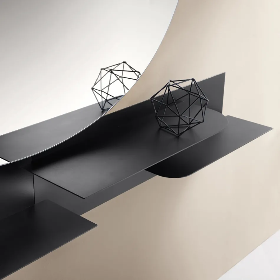 Modernes Design-Metallregal mit zwei horizontalen Ablagen - Miro Viadurini