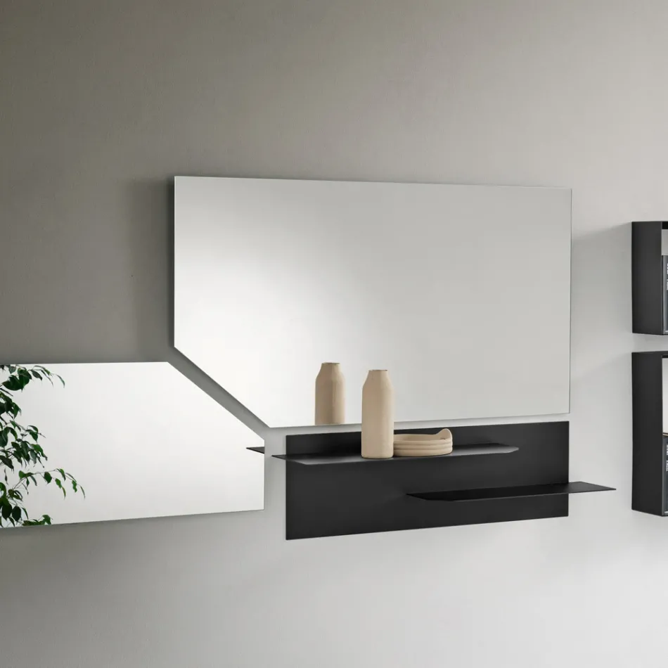Modernes Design-Metallregal mit zwei horizontalen Ablagen - Miro Viadurini