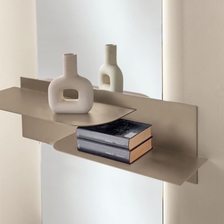 Modernes Design-Metallregal mit zwei horizontalen Ablagen - Miro Viadurini