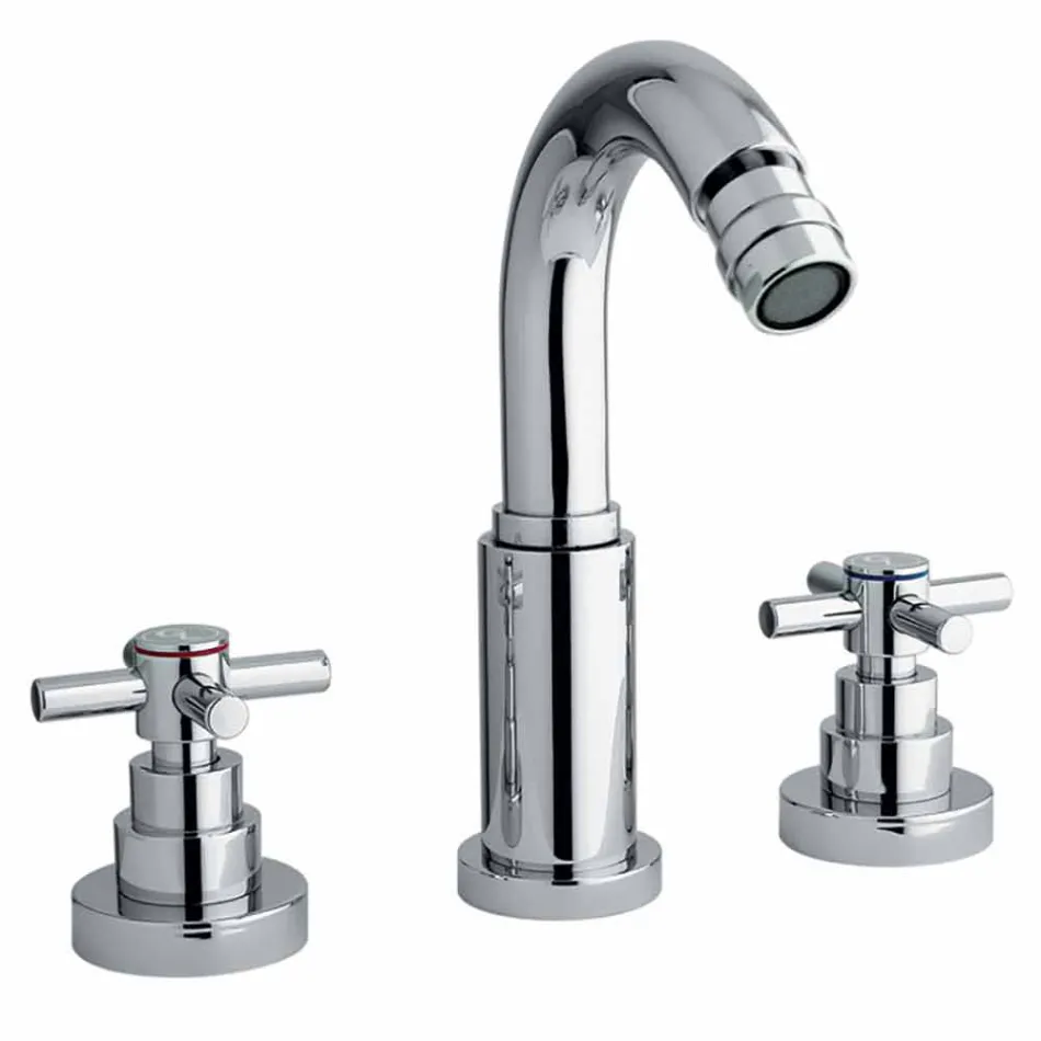 Klassischer 3-Loch-Mischer aus verchromtem Messing Made in Italy - Zumbo Viadurini