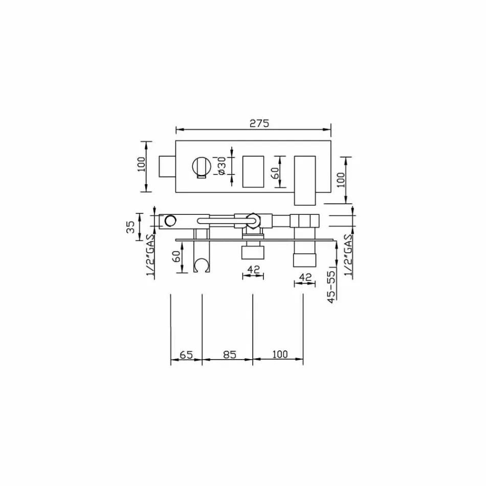 Eingebauter Duschmischer mit Messingumlenker Made in Italy - Panela Viadurini