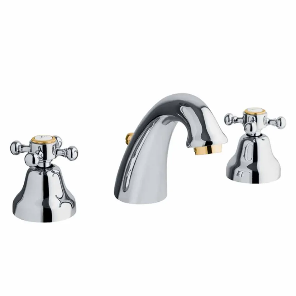Klassisches Design 3-Loch-Waschtischmischer aus Messing Made in Italy - Lisca Viadurini