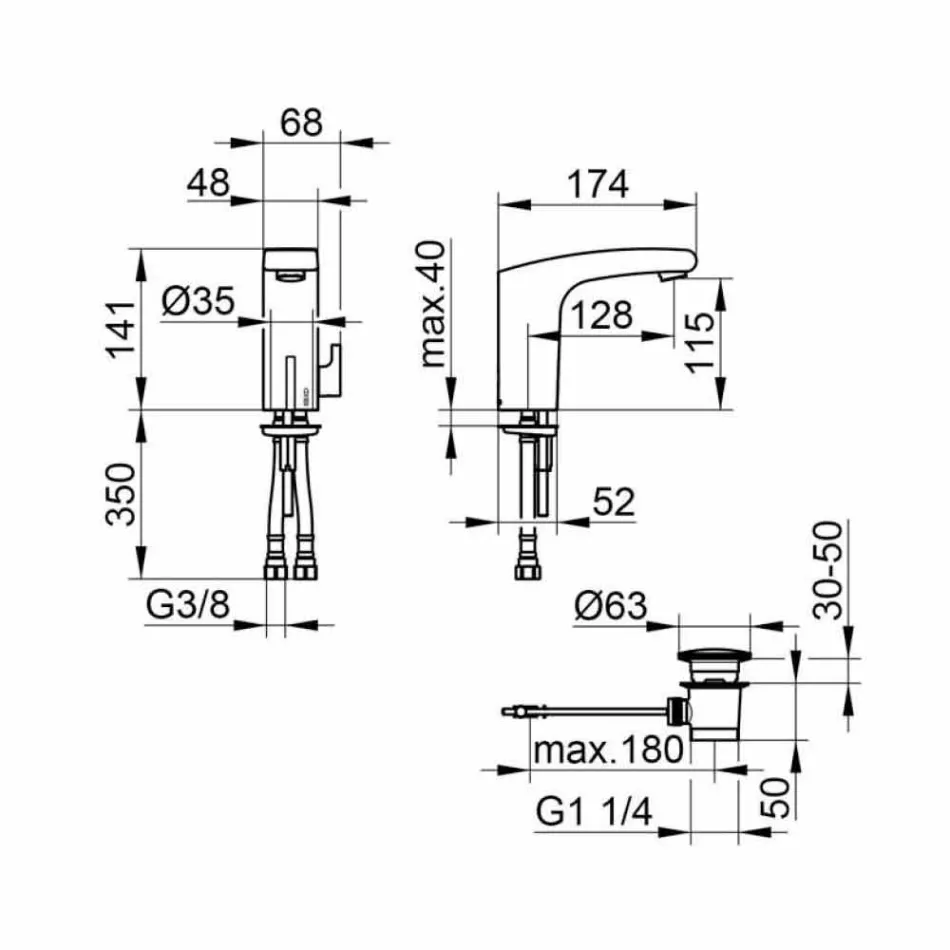 Moderner Waschtischmischer mit Infrarotsensor aus verchromtem Metall - Gonzo Viadurini