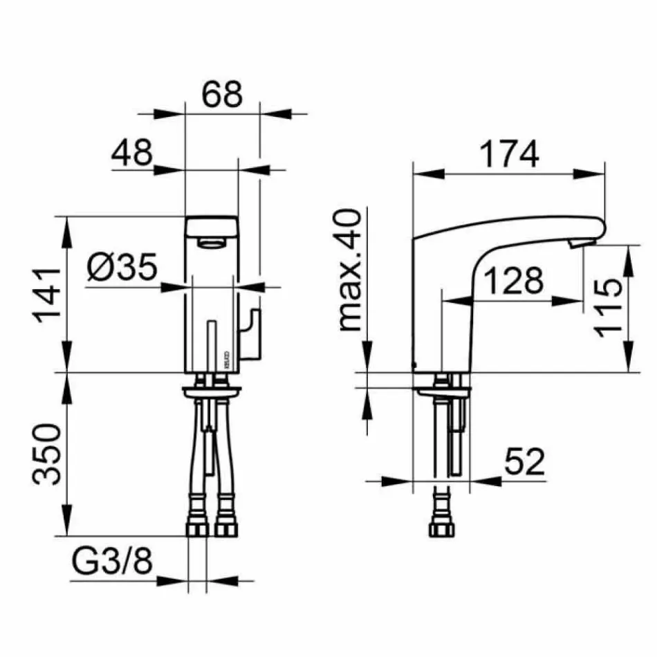 Moderner Waschtischmischer mit Infrarotsensor aus verchromtem Metall - Gonzo Viadurini