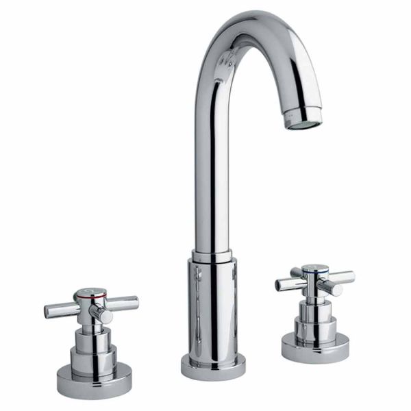 Moderner mixer für waschbecken mit ablauf in messingchrom made in italy - liro