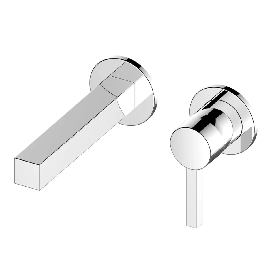 Quadratischer Design-Einhebel-Waschtischmischer zur Wandmontage - Erik Viadurini