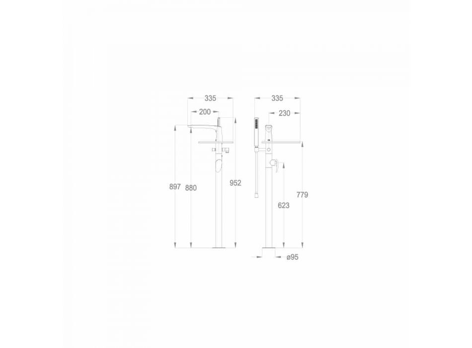 Badewanne Deck Mixer in Messing von Made Italy Design - Benello