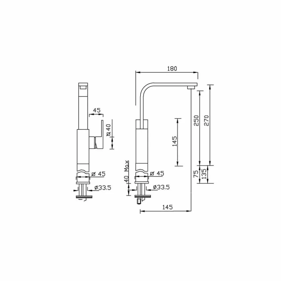 Mixer für Waschbecken mit hoher Ausdehnung 7cm Made in Italy - Panela Viadurini