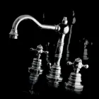 Moderner dreilochiger Waschbeckenmischer aus Messing, hergestellt in Italien - Binsu Viadurini