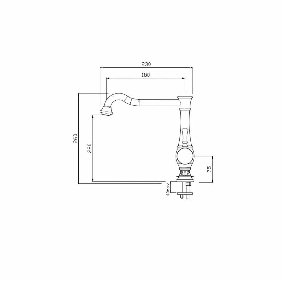 Waschtischmischer mit hochschwenkbarem Auslauf Made in Italy - Neno Viadurini