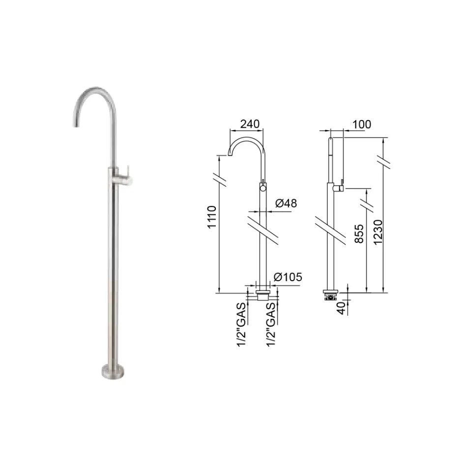 Standwaschtischmischer aus AISI 316L-Stahl, Made in Italy - Artigli Viadurini