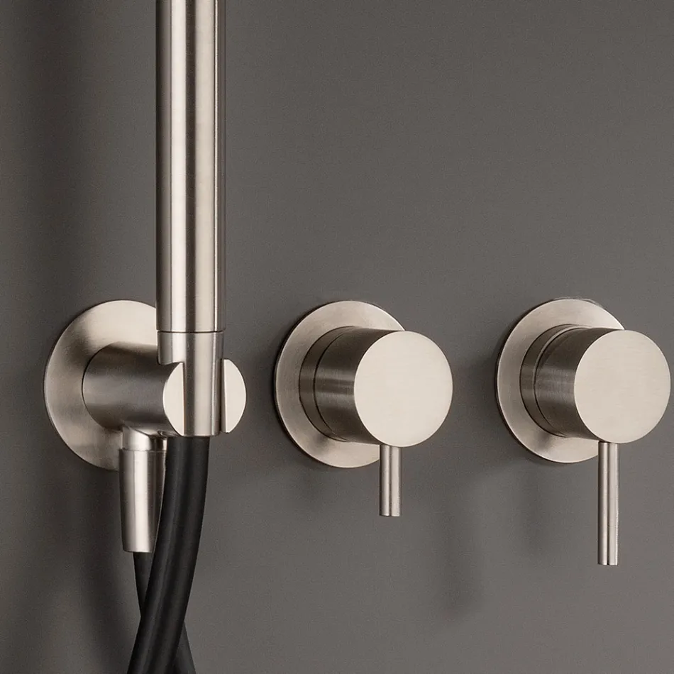 Unterputz-Wannenmischer mit 3 Ausgängen aus AISI 316L-Stahl - Artigli Viadurini