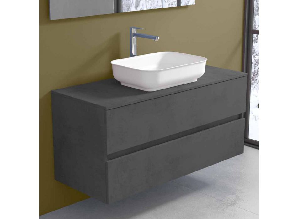 Abgehängte Badezimmermöbel mit Waschbecken, Design in 4 Ausführungen - Paoletto Viadurini