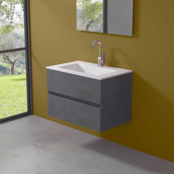 Hängeschrank für badezimmer mit integriertem waschbecken in 3 dimensionen - marione