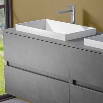 Abgehängte Badezimmermöbel mit doppelt eingebautem Waschbecken, modernes Design - Dumbo