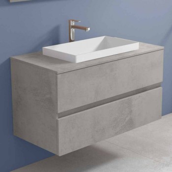 Badezimmerschrank mit eingebautem Waschbecken, modernes hängendes Design - Casimira