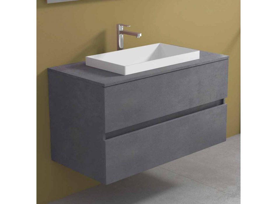 Badezimmerschrank mit eingebautem Waschbecken, modernes hängendes Design - Casimira Viadurini