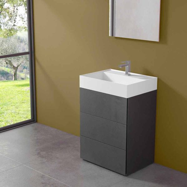Modernes design boden badezimmerschrank aus laminat mit harz waschbecken - pompei