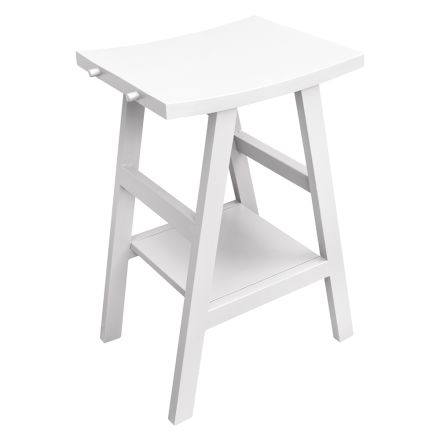 Design-Badezimmerschrank aus natürlichem Teakholz mit mattweißer Platte und Halterung - Raomi Viadurini