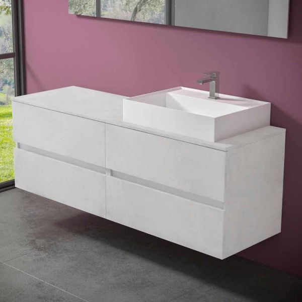 Abgehängter badezimmerschrank mit design resin countertop washbasin - alchimeo