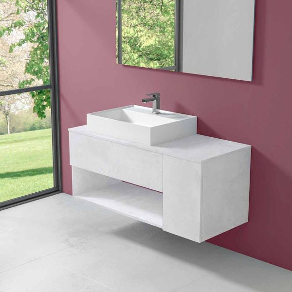 Badezimmerschrank mit hängendem design und modernem arbeitsplattenwaschbecken - pistillo