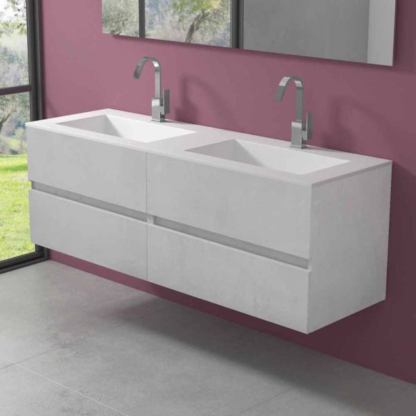 Abgehängter badezimmerschrank mit doppelwaschbecken, modernes design in 4 ausführungen - doublet