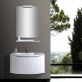 Weißer moderner hängender Badezimmerschrank mit Waschbecken, Regal, LED-Spiegel - Michele