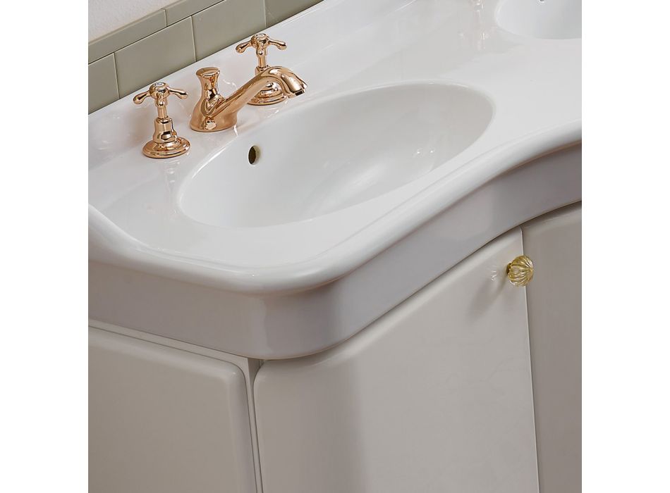 Einfarbiger Badezimmerschrank mit weißem Keramikwaschbecken – Candy Viadurini