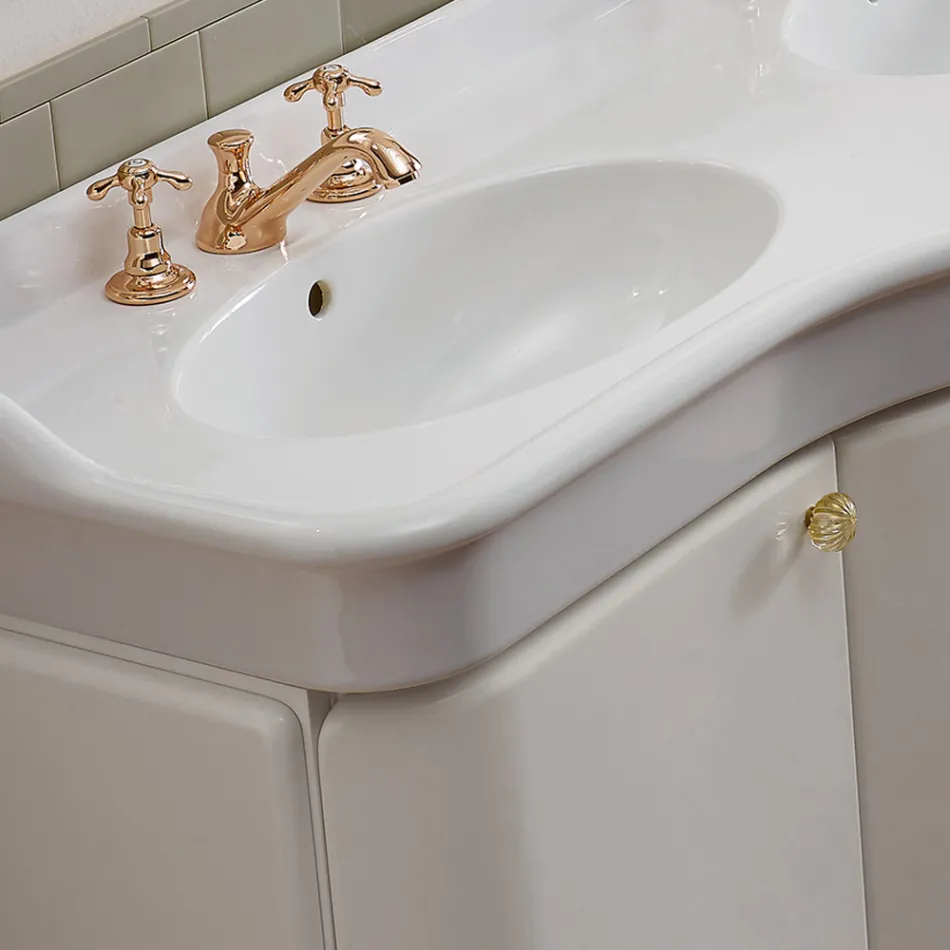 Einfarbiger Badezimmerschrank mit weißem Keramikwaschbecken – Candy Viadurini