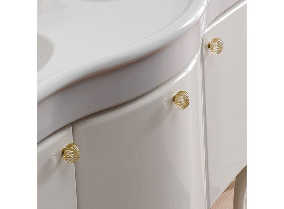 Einfarbiger Badezimmerschrank mit weißem Keramikwaschbecken – Candy Viadurini