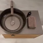 100 cm Wand-Badezimmerschrank aus 8 mm gehärtetem Glas und europäischer Eiche – Excelsior Viadurini